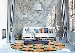 Kruhový koberec - Calvi (bežová/zelená)