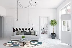 Kruhový koberec - Biela (viacfarebný)