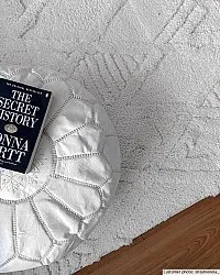 Puf - Marocká koža (biela/biela)