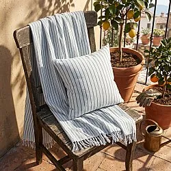 Filtar - Rumi stripe cotton throw (ljusblå/navy/cream)