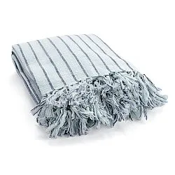 Filtar - Rumi stripe cotton throw (ljusblå/navy/cream)