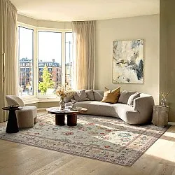 Plátený koberec - Adira (šedá/rúžová)