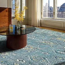 Plátený koberec - Benaluna (modrá/zelená)