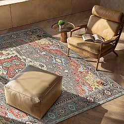 Koberec s plochým tkaním - Kordava (šedý/červený)