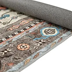 Koberec s plochým tkaním - Kordava (šedý/červený)