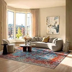 Plátený koberec - Mardin (červený/modrý)