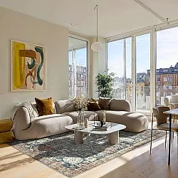 Plátený koberec - Noura (tmavomodrý)