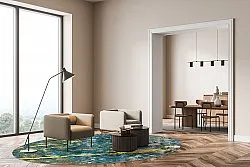 Kruhový koberec - Mira (žltá-modrá)