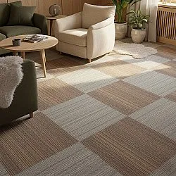 Koberec - Almeria Textilné dlaždice 24 ks. (šedé nepravidelné pruhy)