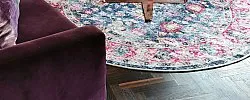 Kruhový koberec - Bouhjar (modrý/rúžový/multicolor)