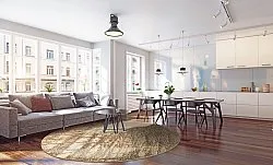 Kruhový koberec - Junes (zlatý)