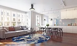 Kruhový koberec - Temima (modrý)