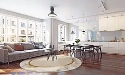 Kruhový koberec - Cerasia (béžová/biela/zlatá)