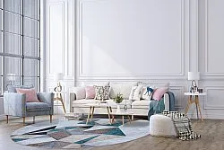 Kruhový koberec - Feres (šedý/béžový/multicolor)