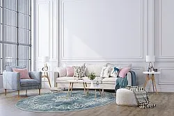 Kruhový koberec - Santi (modrá/bežová)