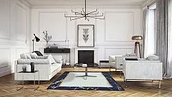 Koberec Wilton - Cerasia (tmavomodrá/biela/zlatá)