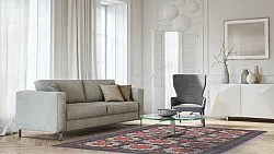 Koberec Wilton - Florina (šedá/modrá/oranžová)