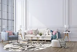 Kruhový koberec - Lawrance (šedá/biela)