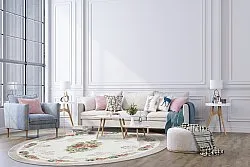 Kruhový koberec - Delpha (béžová/multicolor)