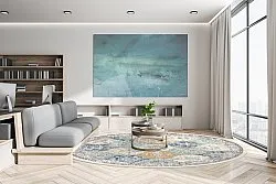 Kruhový koberec - Bohemia (modrý/multikolórový)