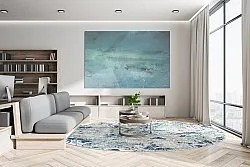 Kruhový koberec - Hiboun (modrý)