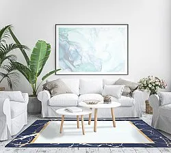 Koberec Wilton - Cerasia (tmavomodrá/biela/zlatá)