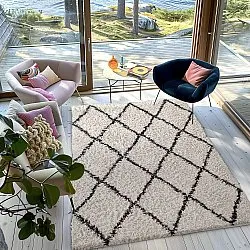 Koberce s dlhým vlasom - Alcott Natural Cotton Shaggy (čierna/biela)