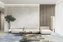 Koberec Wilton - Ekual (modro/sivý/zlatý)