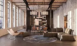 Kruhový koberec - Sanza (šedá/multicolor)