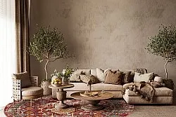 Kruhový koberec - Idri (červený/multikolórový)