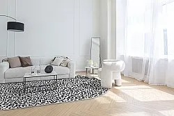 Oválny koberec - Leopard (čierny/biely)