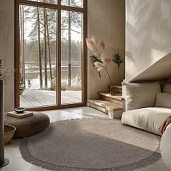 Kruhový koberec - Alba Natural Cotton Shaggy (taupe)