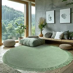 Kolo koberce - Alba Natural Cotton Shaggy (svetlozelená)