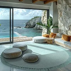 Kolozový koberec - Alba Natural Cotton Shaggy (tyrkysová)