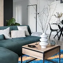 Kruhový koberec - Padova (modrá/oranžová)