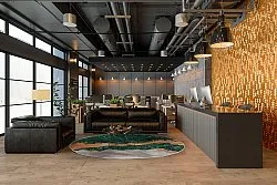 Kruhový koberec - Padova (zelená/oranžová)