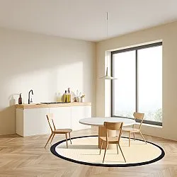 Kruhový koberec (sisal) - Agave (čierna/biela)