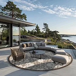 Kruhový koberec - Indoor/Outdoor Hampton (šedý)