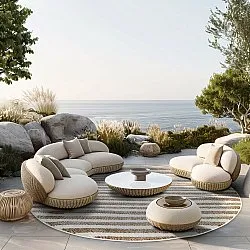 Kruhový koberec - Indoor/Outdoor Baldwin (krémový/bežový)