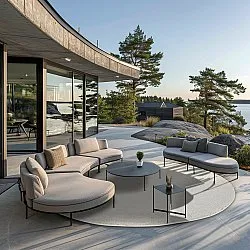 Kruhový koberec - Indoor/Outdoor Baldwin (krémový)