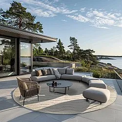 Kruhový koberec - Indoor/Outdoor Baltimore (krémový)