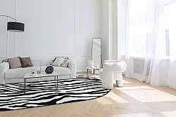 Oválny koberec - Zebra (čierny/biely)