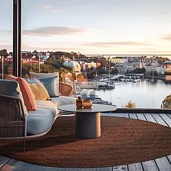 Kruhový jutový koberec - Amasia (káva)