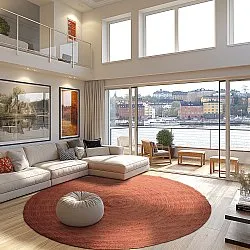 Kruhový jutový koberec - Amasia (gaštanový)