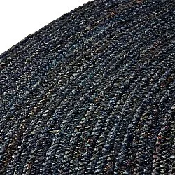 Kruhový jutový koberec - Amasia (tmavomodrý)