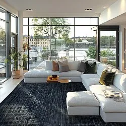 Jutový koberec - Amasia (tmavomodrá)