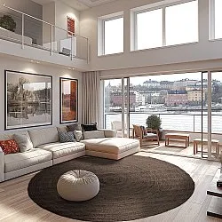 Kruhový jutový koberec - Amasia (tmavošedý)