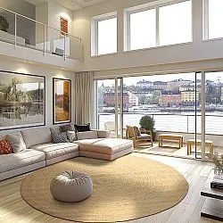 Kruhový jutový koberec - Amasia (prírodný)