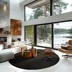 Kruhový jutový koberec - Amasia (čierny)