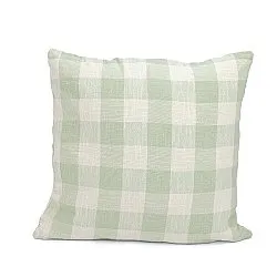Kuddfodral - Isela check cotton cushion cover (cream/ljusgrön)